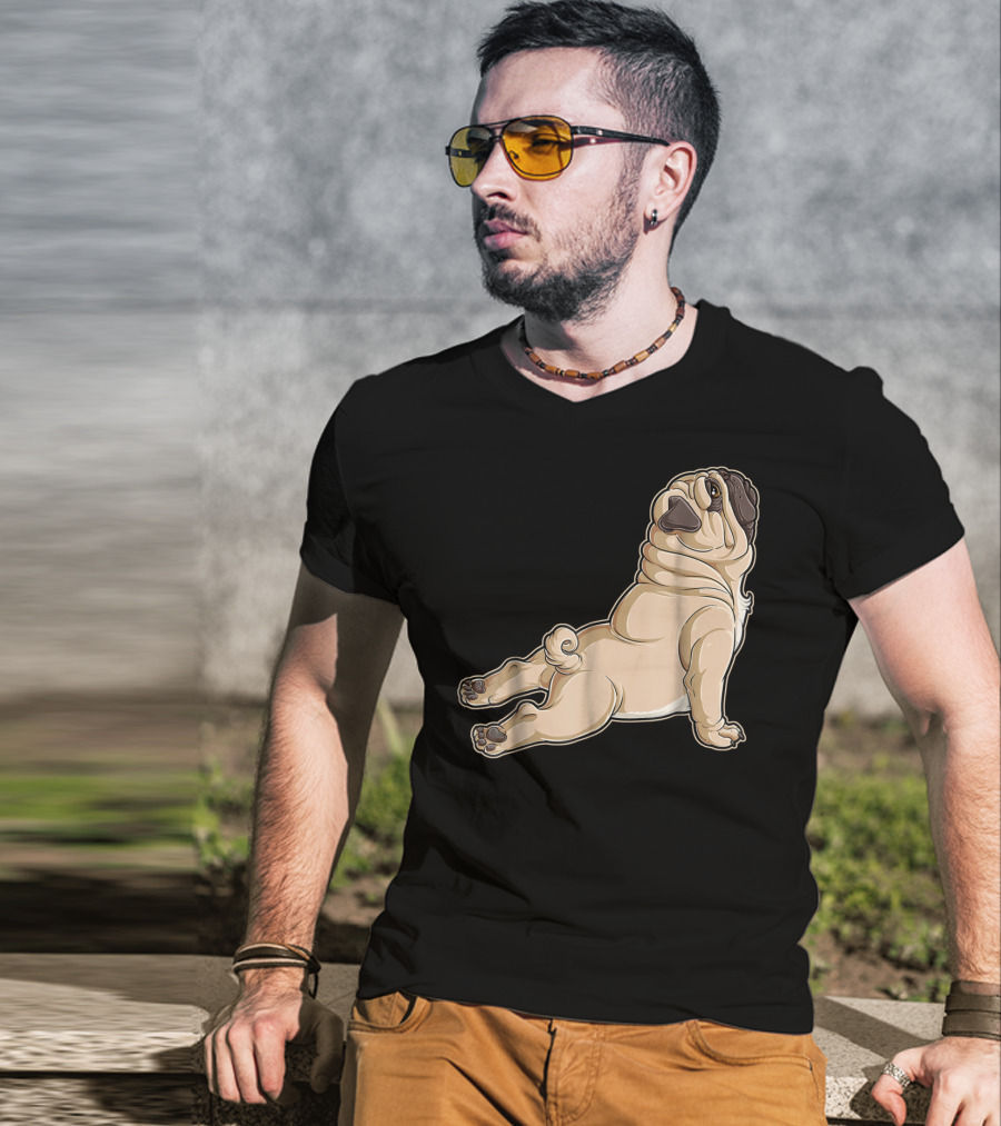 Pug Yoga Pose For Dog Lovers Puppy Funny T-Shirt