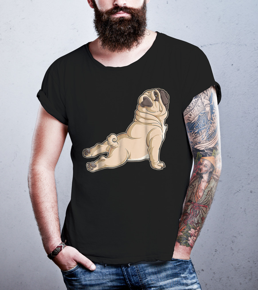 Pug Yoga Pose For Dog Lovers Puppy Funny T-Shirt