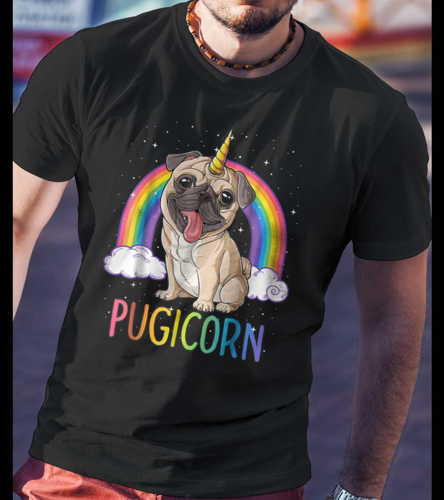 Pugicorn Pug Unicorn Kids Women Rainbow Galaxy T-Shirt
