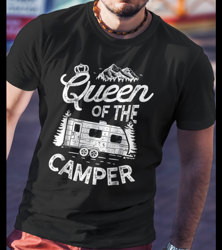 Queen Of The Camper Outdoor Camping Camper Mountain Adventure T-Shirt