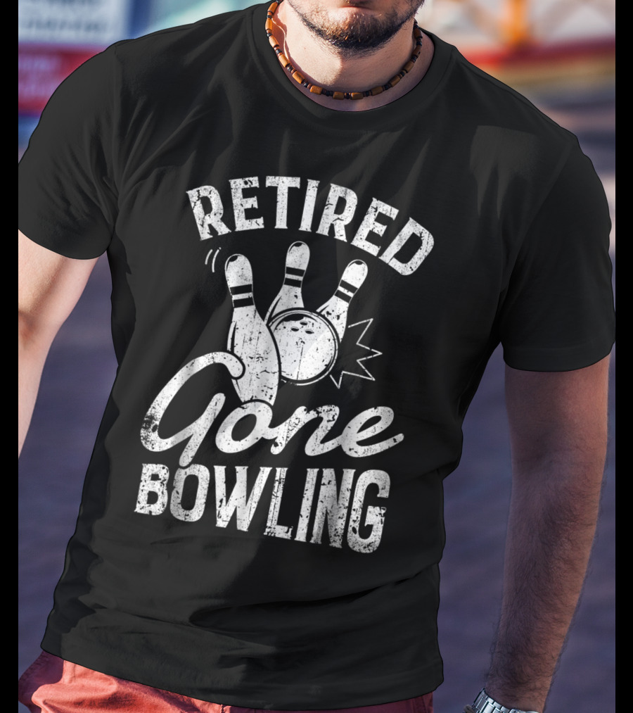 Retired Gone Bowling Bowler Pin Trio T-Shirt