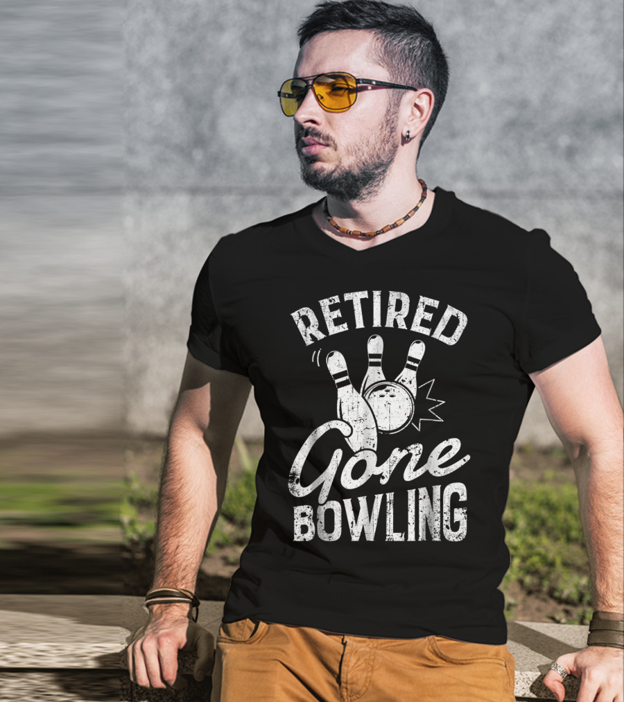 Retired Gone Bowling Bowler Pin Trio T-Shirt