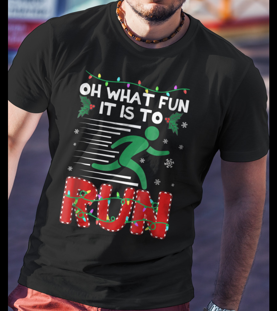 Oh What Fun It Is To Run Christmas Lights Snowflakes T-Shirt