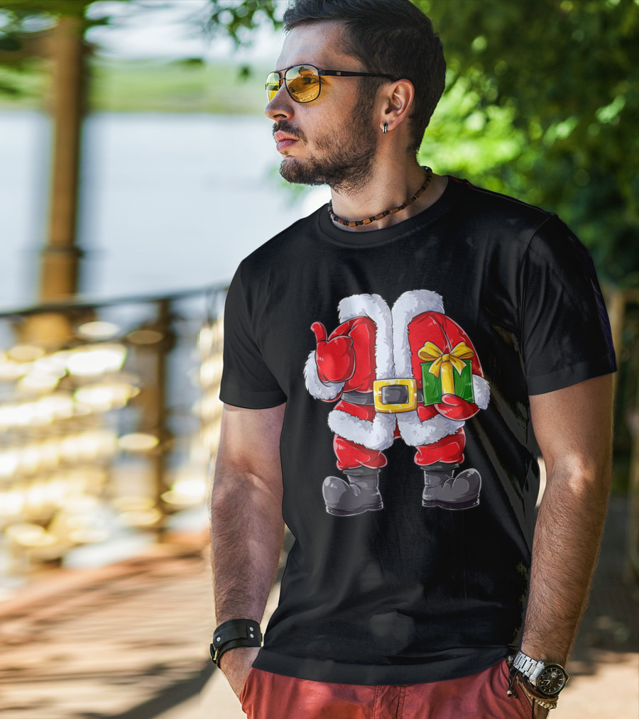 Santa Claus Costume With Gift Holiday Boys Christmas T-Shirt