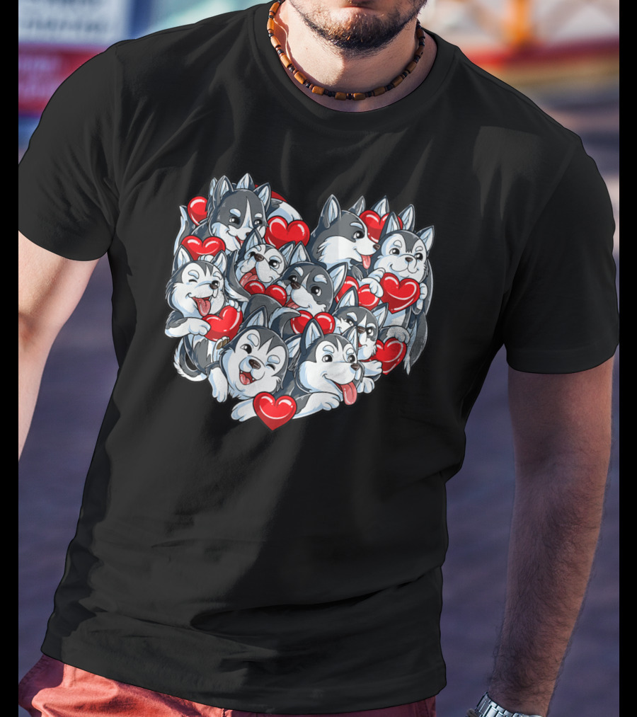 Siberian Husky Valentines Day Heart T-Shirt
