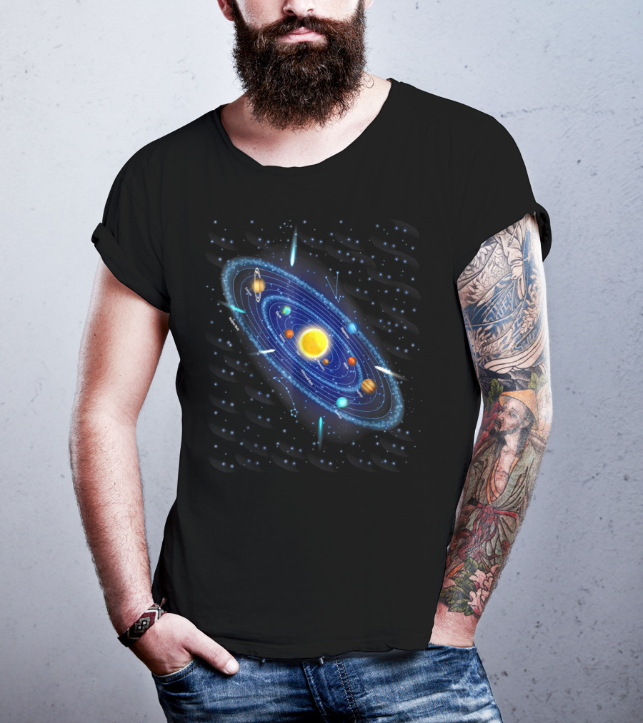 Solar System Awesome For Space Geeks Astronomy Planets Stars Orbits T-Shirt