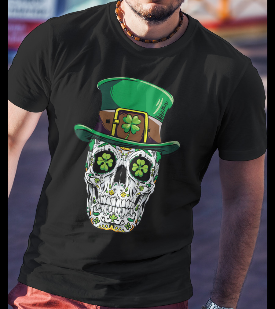 Sugar Skull Clover Top Hat T-Shirt