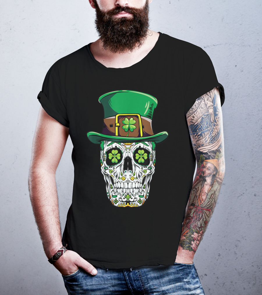 Sugar Skull Clover Top Hat T-Shirt