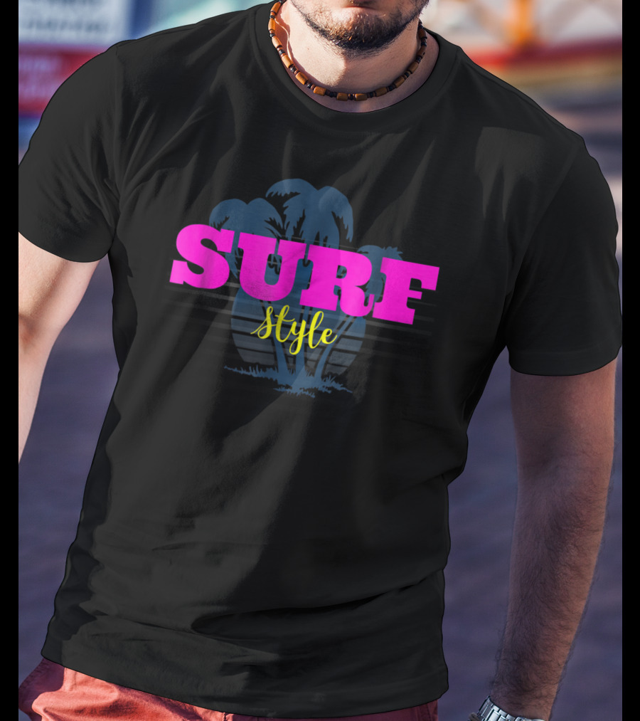 Surf Style Palm Tree Surfing Retro Vibe T-Shirt