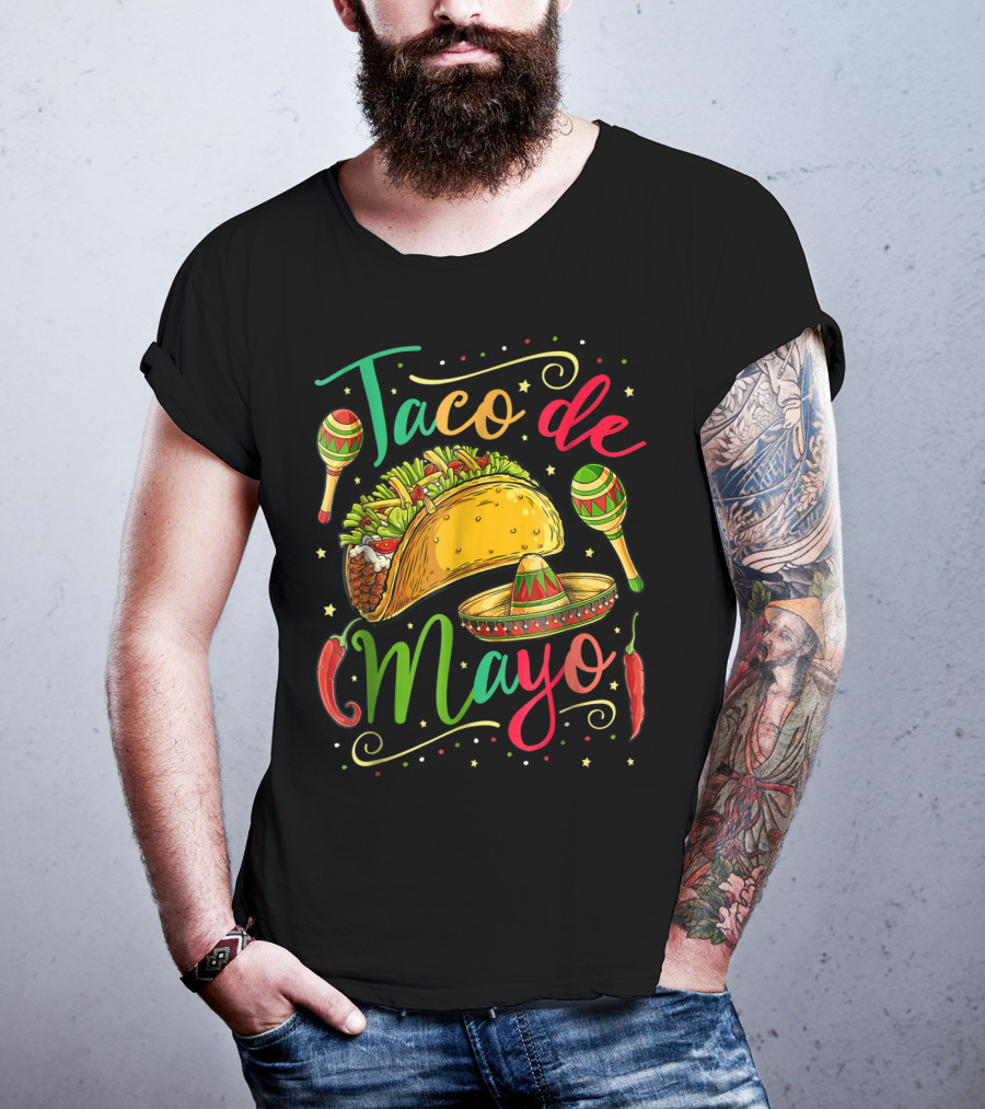 Taco De Mayo Cinco De Mayo Festive Maracas Sombrero Peppers T-Shirt