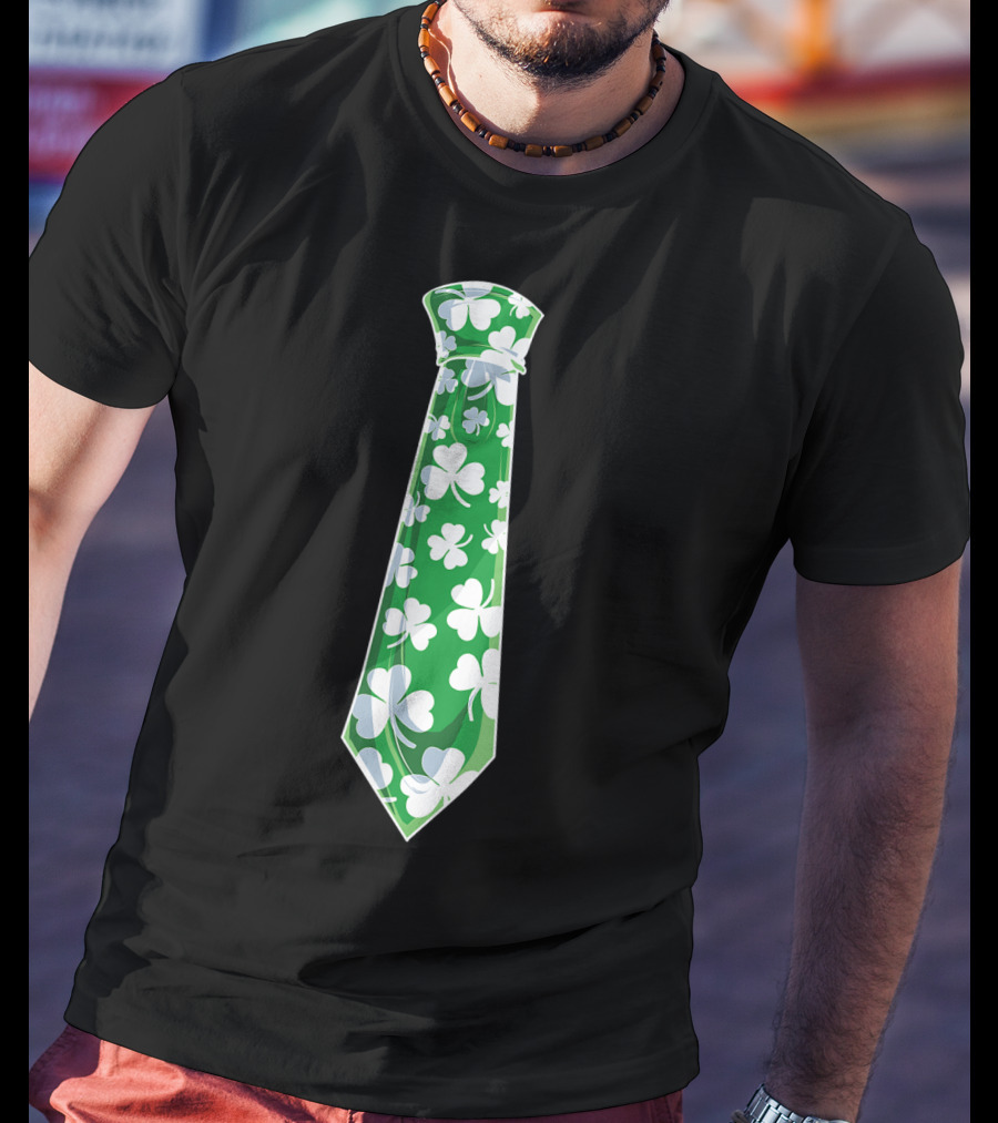 St Patricks Day Green Shamrock Tie Boys Men T-Shirt