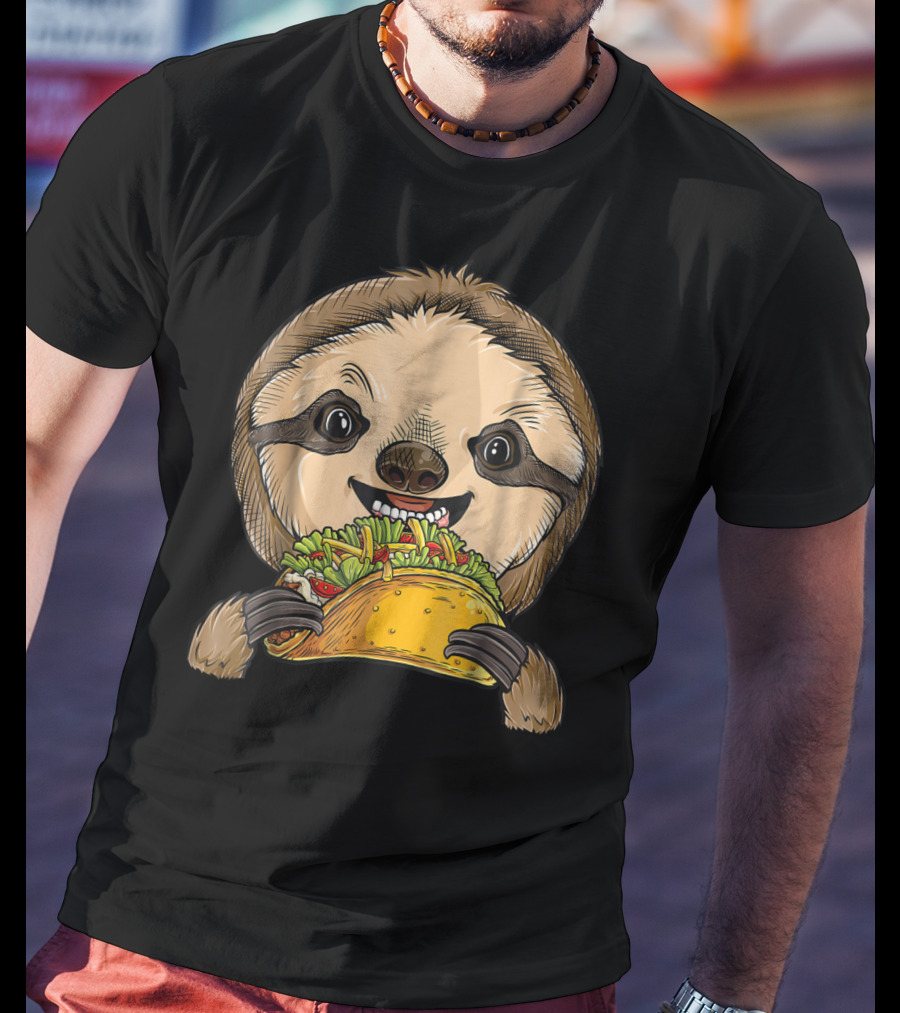 Sloth Enjoying A Taco Animal Tacos Lover T-Shirt