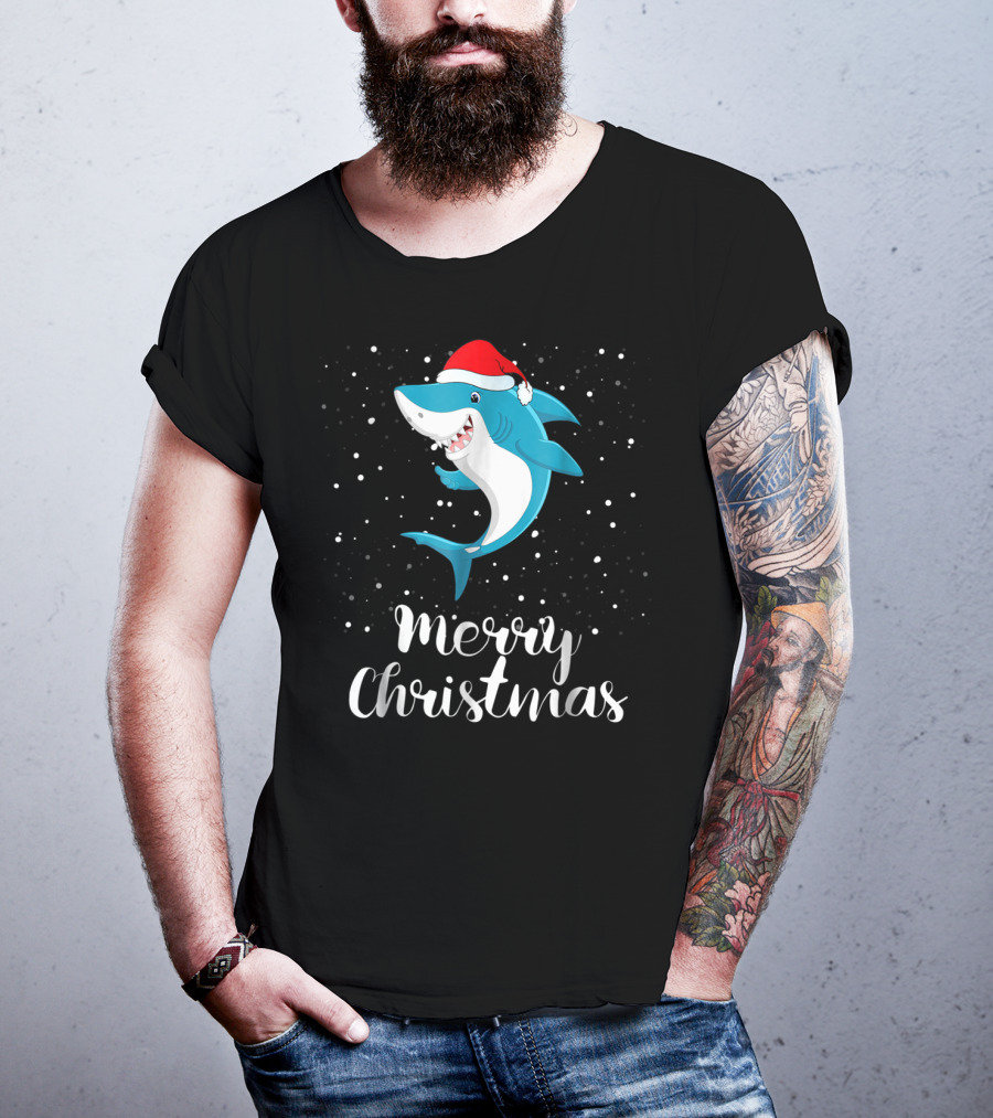 Merry Christmas Shark Funny Christmas Matching Family Group T-Shirt