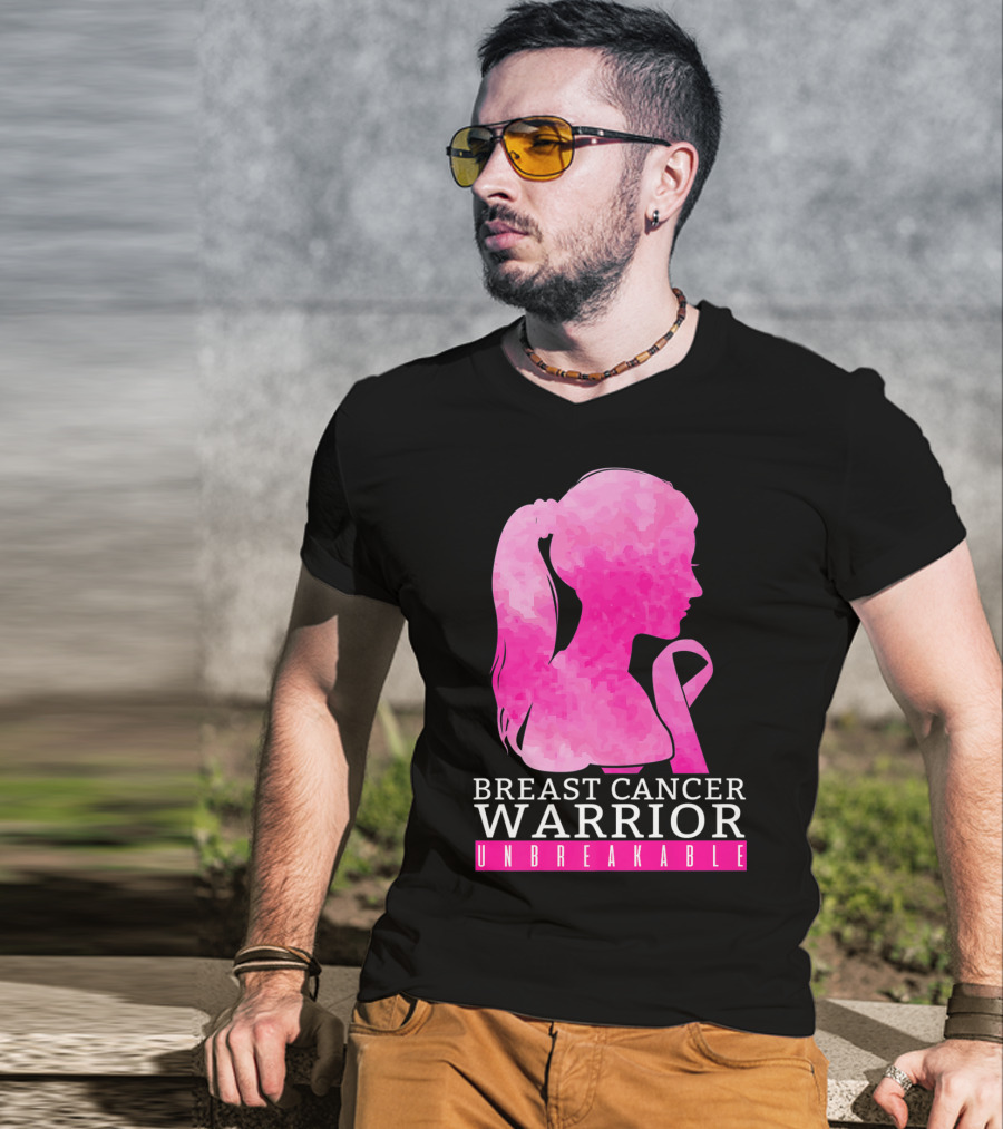 Breast Cancer Warrior Unbreakable Pink Ribbon T-Shirt