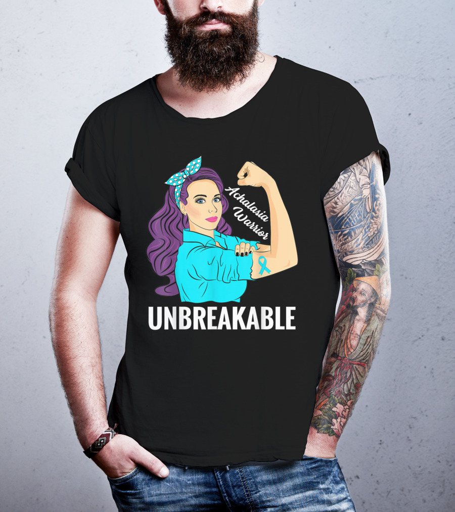 Achalasia Warrior Unbreakable Rosie The Riveter Style Awareness T-Shirt