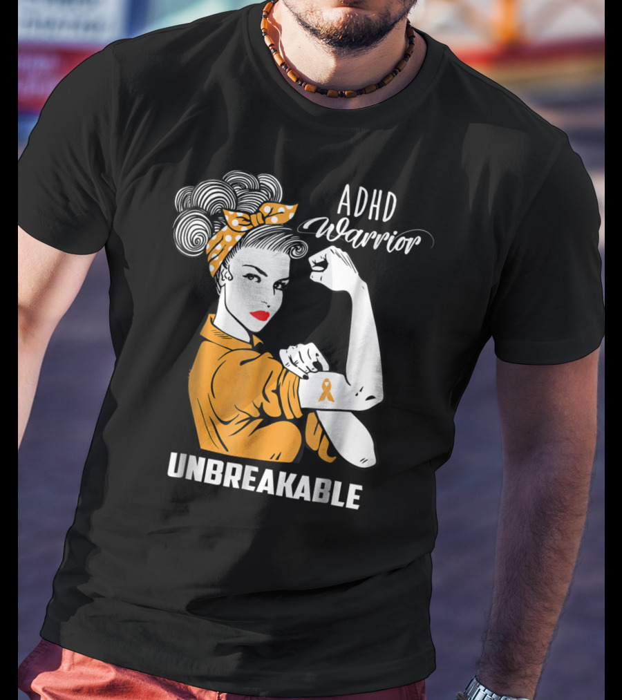 ADHD Warrior Unbreakable Ribbon Awareness Rosie T-Shirt