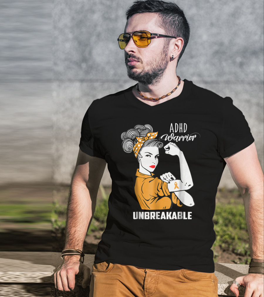 ADHD Warrior Unbreakable Ribbon Awareness Rosie T-Shirt