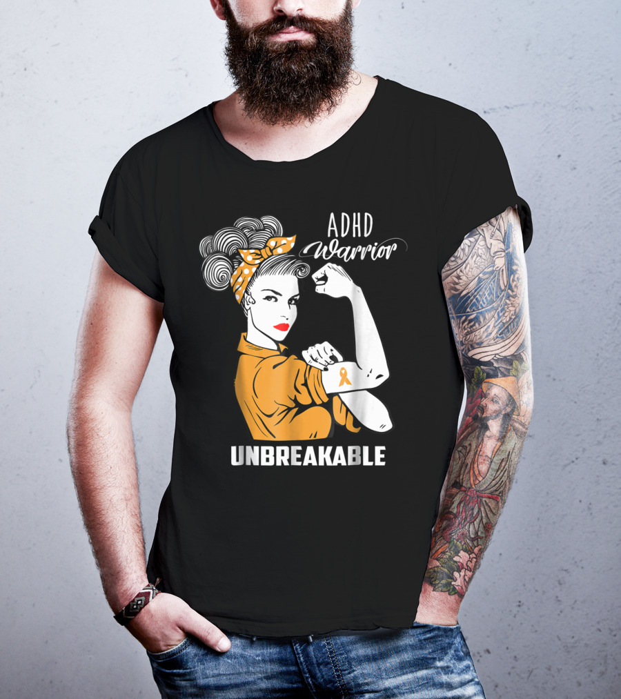 ADHD Warrior Unbreakable Ribbon Awareness Rosie T-Shirt