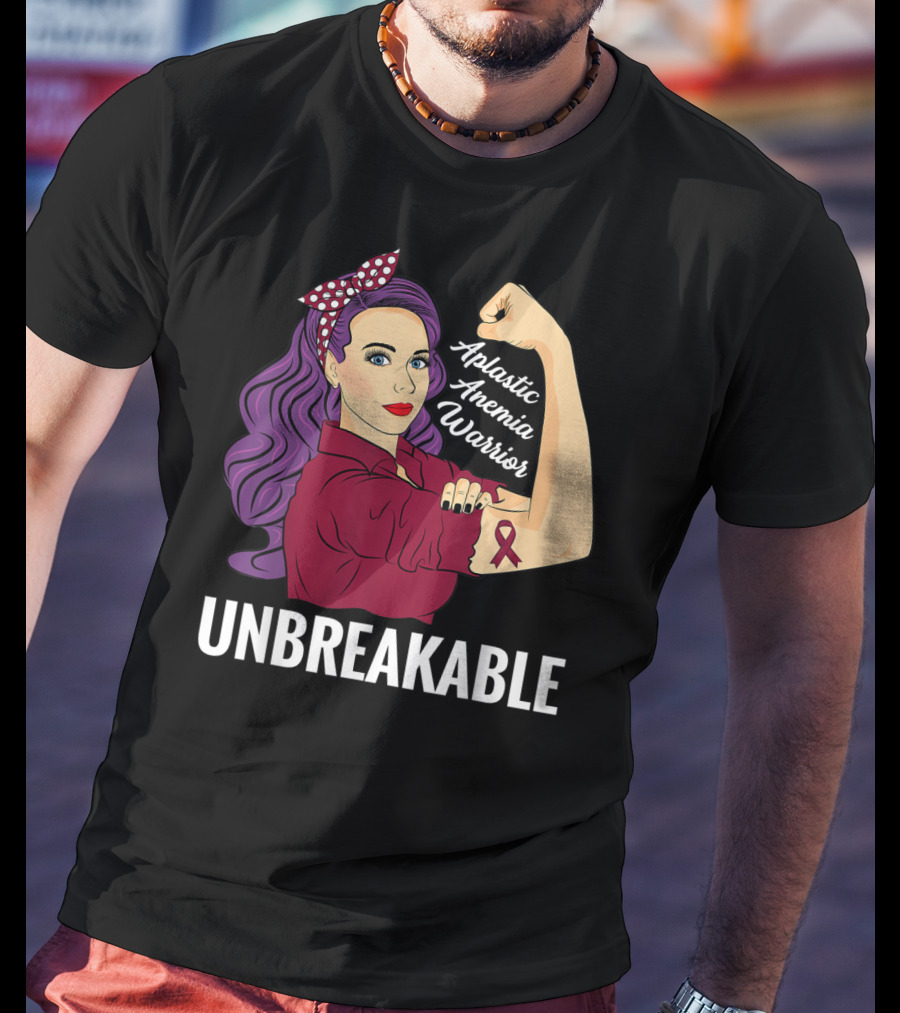 Aplastic Anemia Awareness Warrior Unbreakable Strength Ribbon T-Shirt