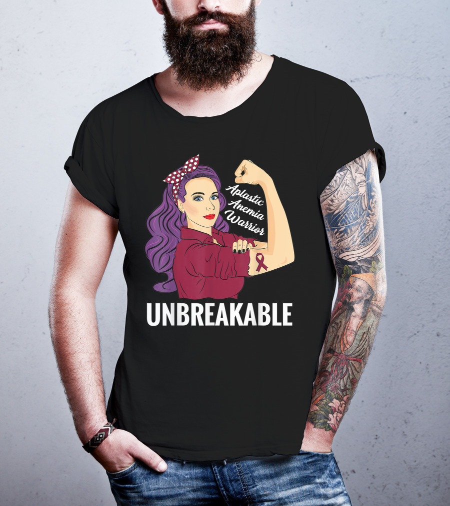Aplastic Anemia Awareness Warrior Unbreakable Strength Ribbon T-Shirt