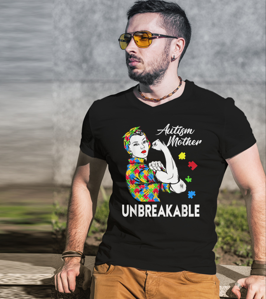 Autism Mother Unbreakable Puzzle Piece Awareness T-Shirt