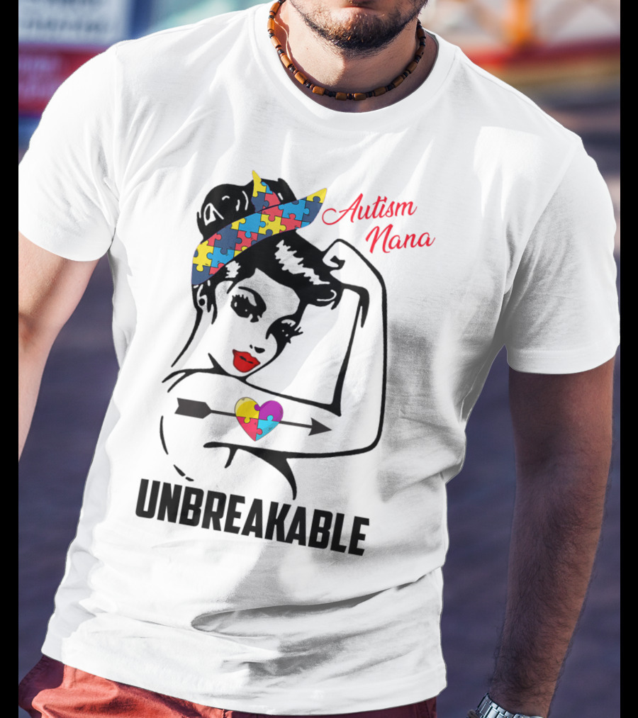 Autism Nana Unbreakable Puzzle Heart Bandana T-Shirt
