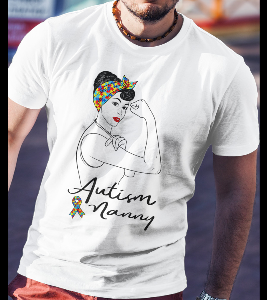 Autism Nanny Unbreakable Rosie Autism Awareness Puzzle T-Shirt