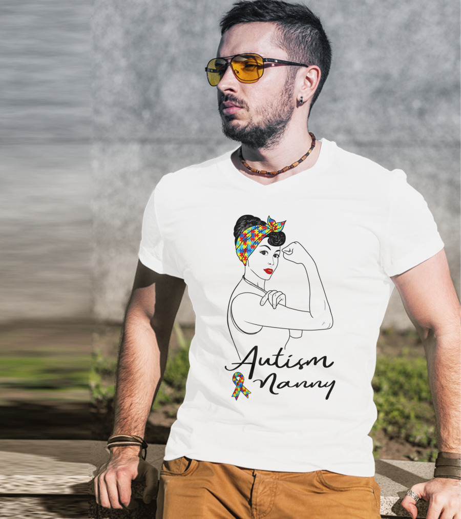 Autism Nanny Unbreakable Rosie Autism Awareness Puzzle T-Shirt