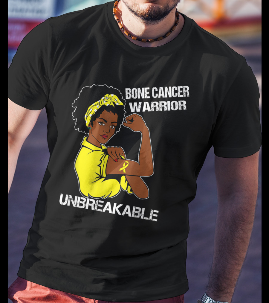 Bone Cancer Warrior Yellow Ribbon Unbreakable T-Shirt