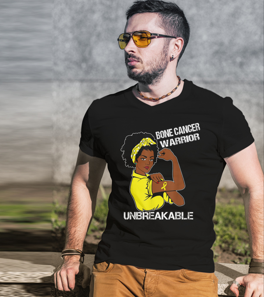 Bone Cancer Warrior Yellow Ribbon Unbreakable T-Shirt