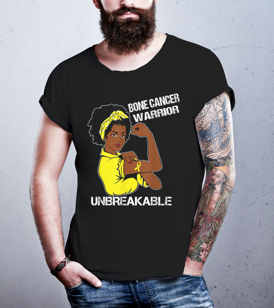Bone Cancer Warrior Yellow Ribbon Unbreakable T-Shirt