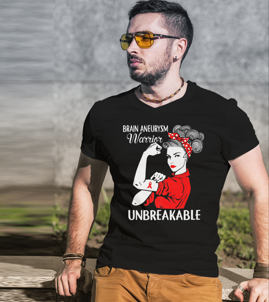 Brain Aneurysm Warrior Unbreakable Rosie The Riveter T-Shirt