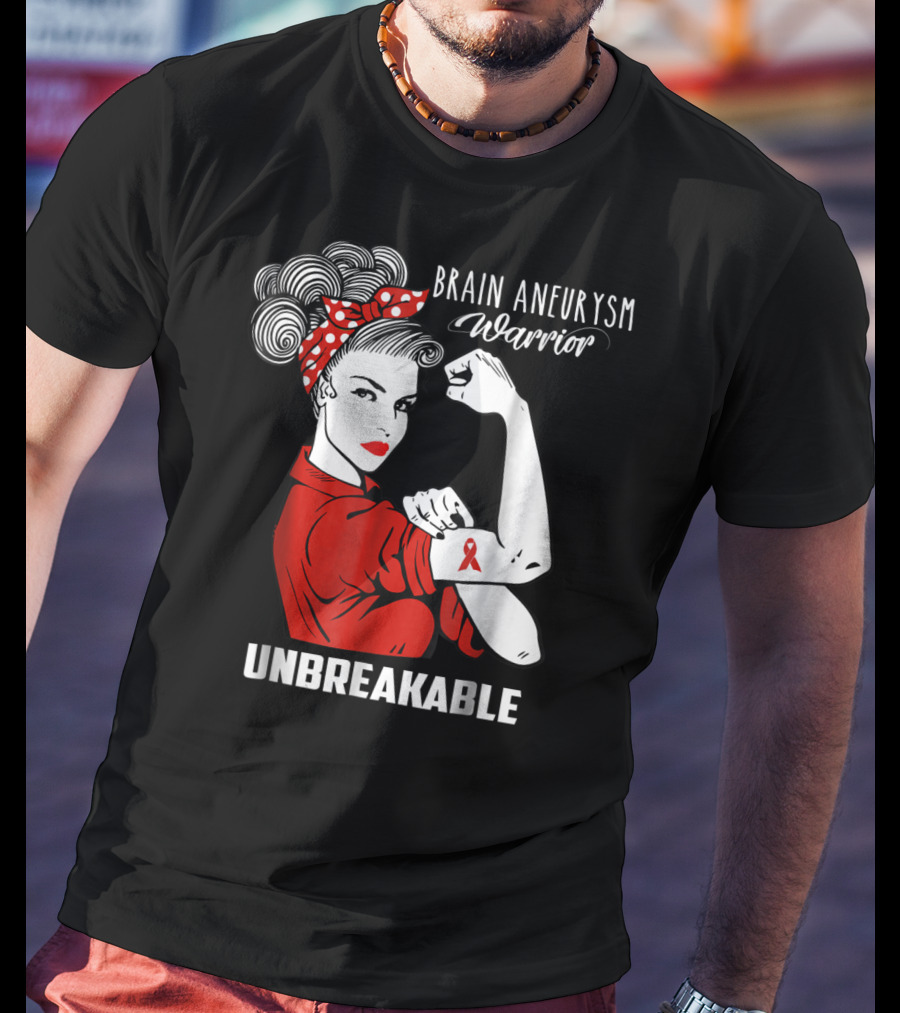 Brain Aneurysm Warrior Unbreakable Awareness Ribbon Strength T-Shirt