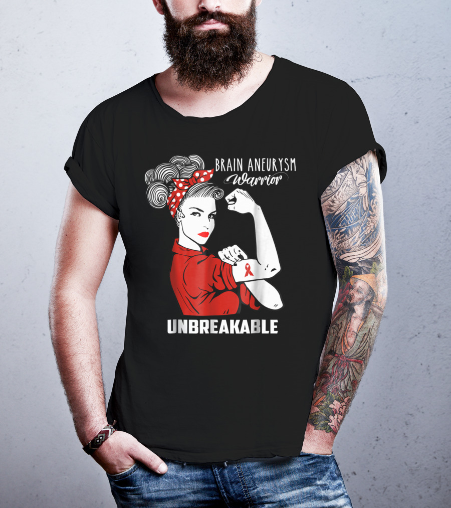Brain Aneurysm Warrior Unbreakable Awareness Ribbon Strength T-Shirt