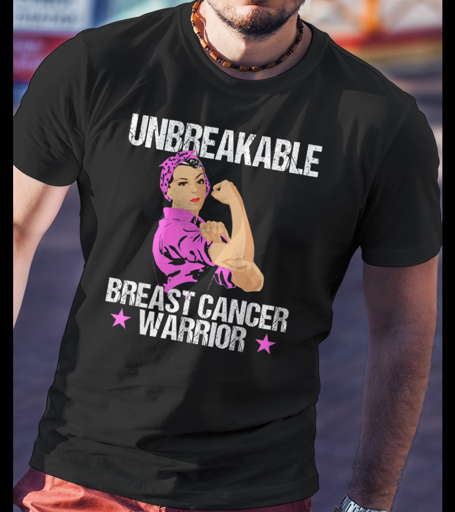 Unbreakable Breast Cancer Warrior Pink Awareness T-Shirt