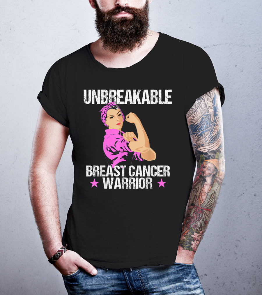 Unbreakable Breast Cancer Warrior Pink Awareness T-Shirt