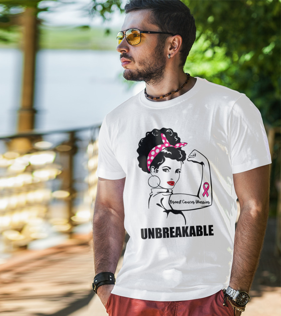 Breast Cancer Warrior Unbreakable Pink Ribbon Strength T-Shirt