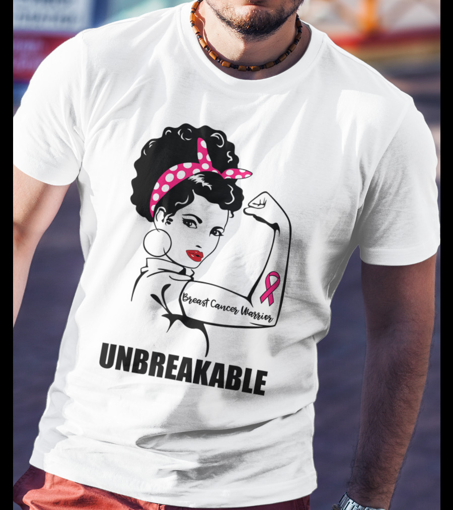 Breast Cancer Warrior Unbreakable Pink Ribbon Strength T-Shirt