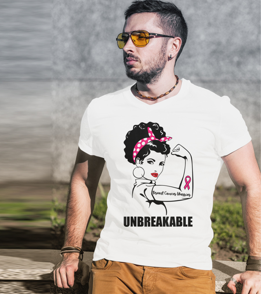 Breast Cancer Warrior Unbreakable Pink Ribbon Strength T-Shirt
