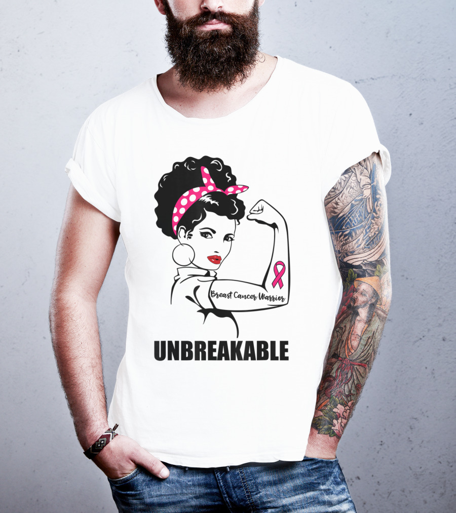 Breast Cancer Warrior Unbreakable Pink Ribbon Strength T-Shirt