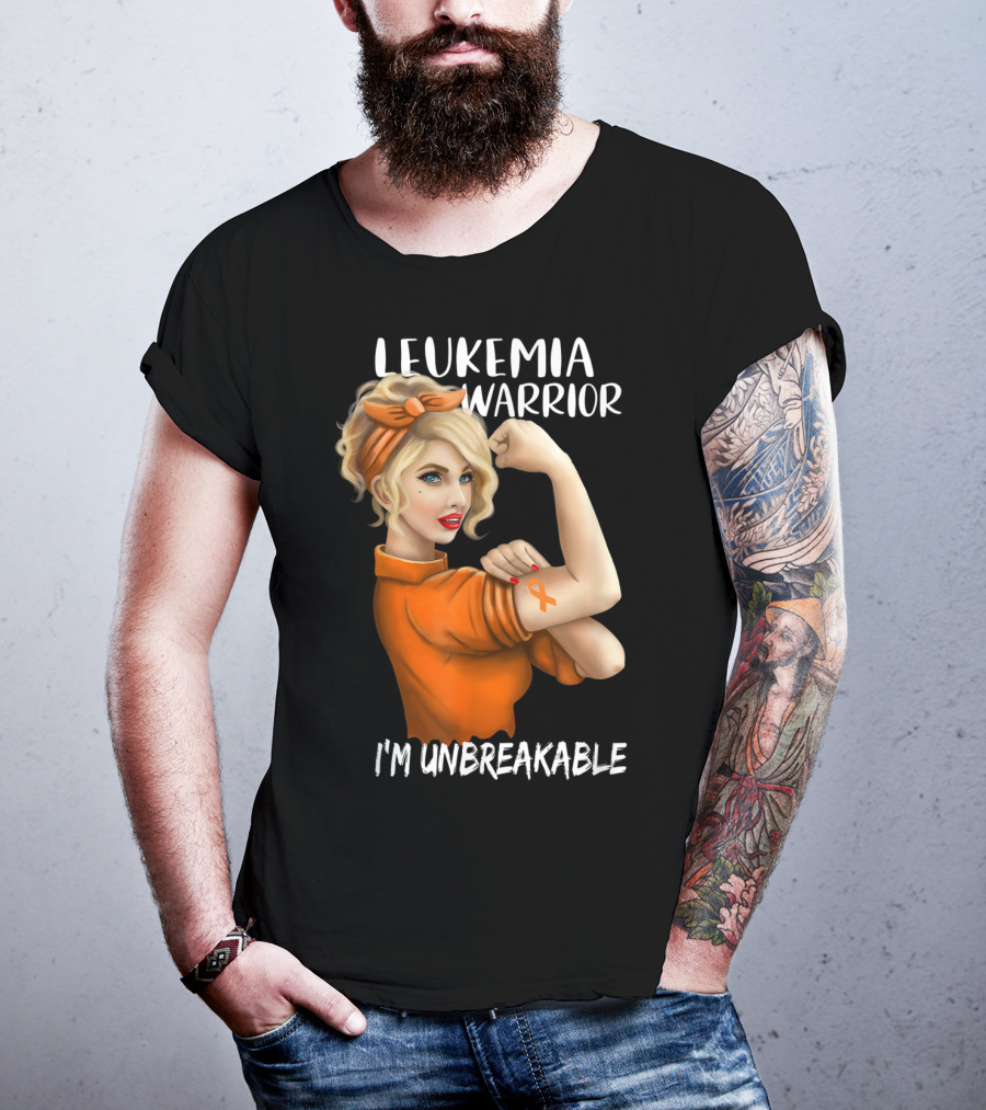 Leukemia Warrior Orange Ribbon I'm Unbreakable T-Shirt