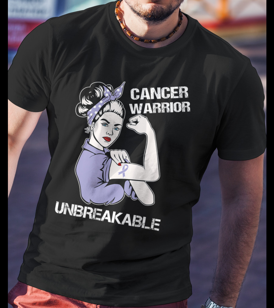 Cancer Warrior Unbreakable Rosie The Riveter Purple T-Shirt