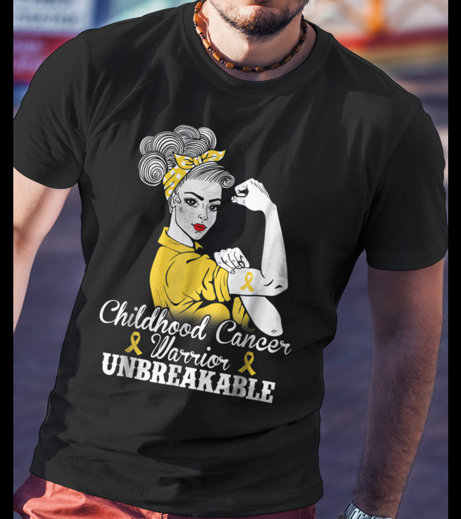 Childhood Cancer Warrior Unbreakable Awareness Month T-Shirt