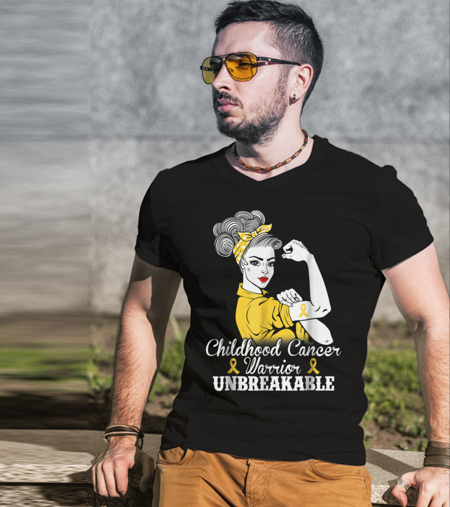 Childhood Cancer Warrior Unbreakable Awareness Month T-Shirt