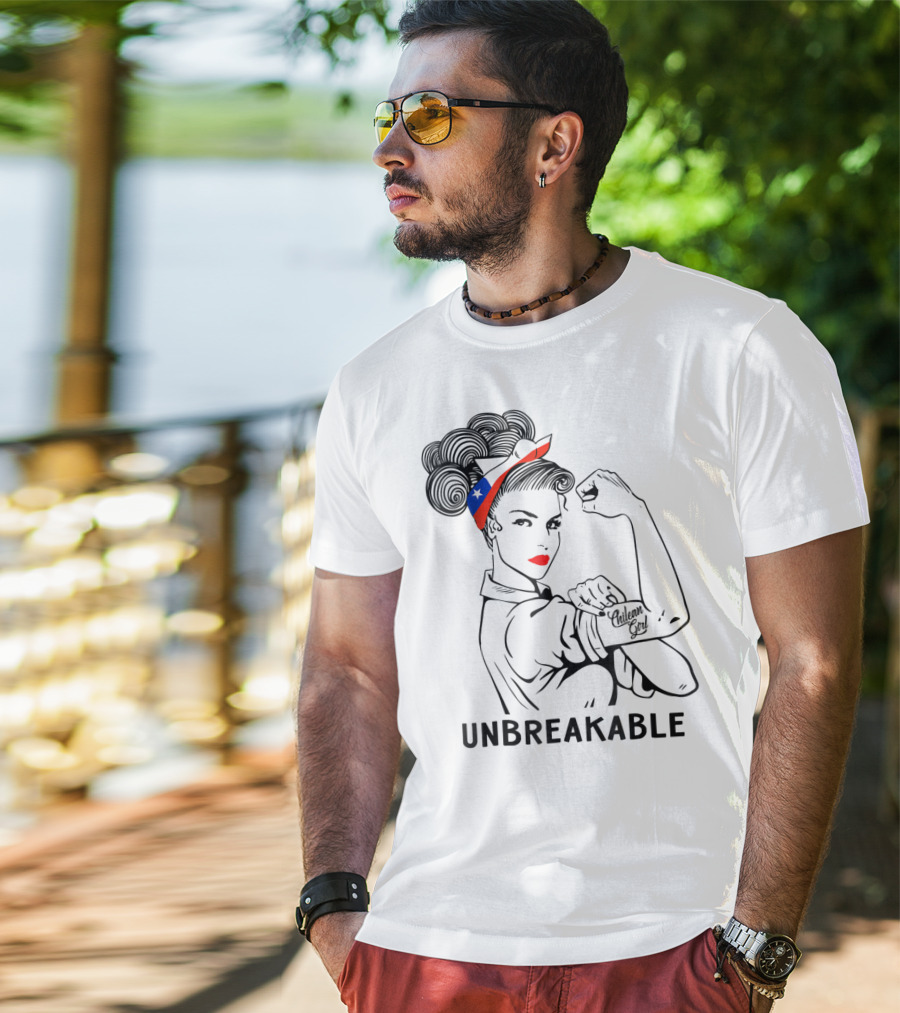 Chilean Girl Unbreakable Rosie Riveter Heritage With Chile Flag Bandana T-Shirt
