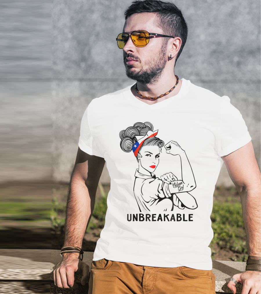 Chilean Girl Unbreakable Rosie Riveter Heritage With Chile Flag Bandana T-Shirt