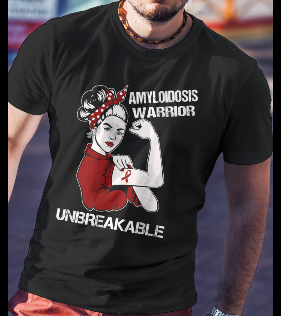 Amyloidosis Warrior Unbreakable Strong Woman Red T-Shirt