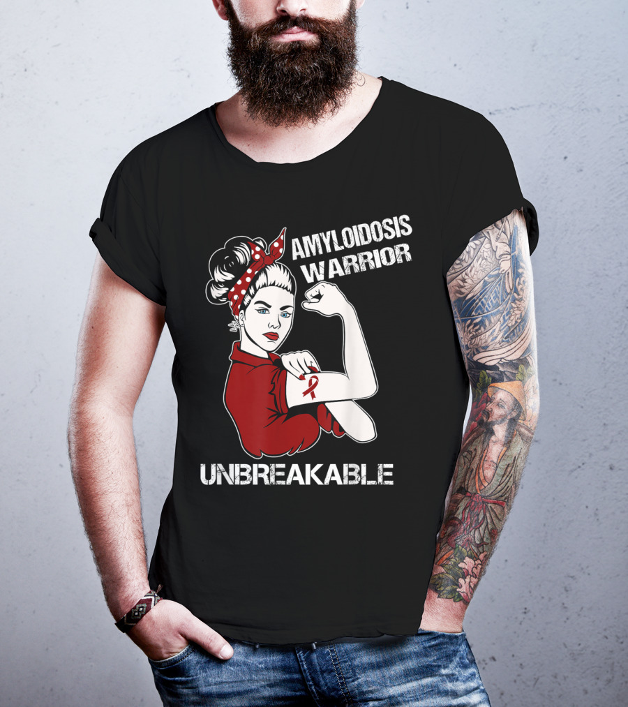 Amyloidosis Warrior Unbreakable Strong Woman Red T-Shirt