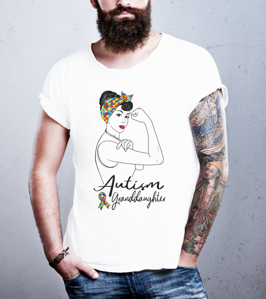 Autism Granddaughter Rosie The Riveter Puzzle Ribbon Unbreakable T-Shirt