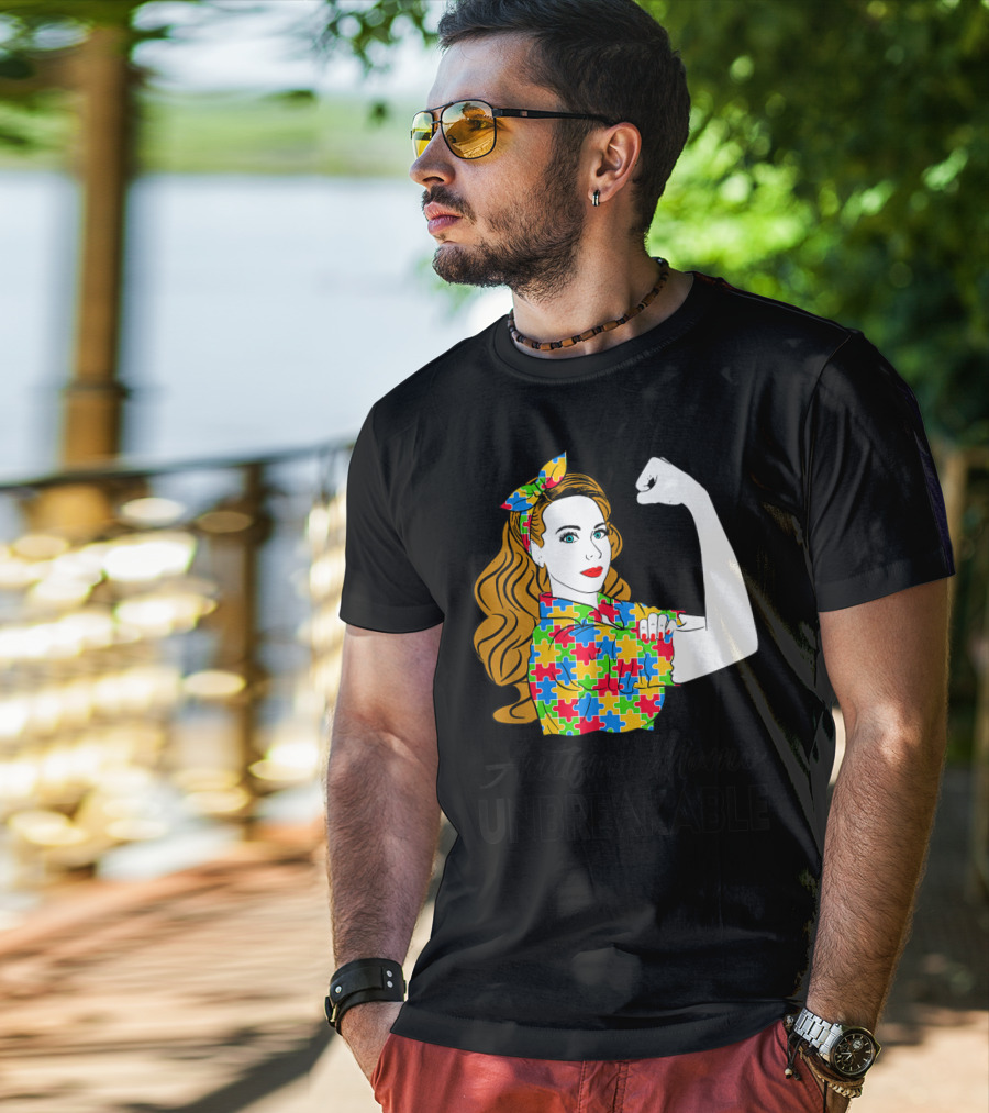 Autism Mamo Unbreakable Puzzle Piece Awareness T-Shirt